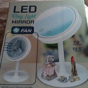 Led light mirror with fan